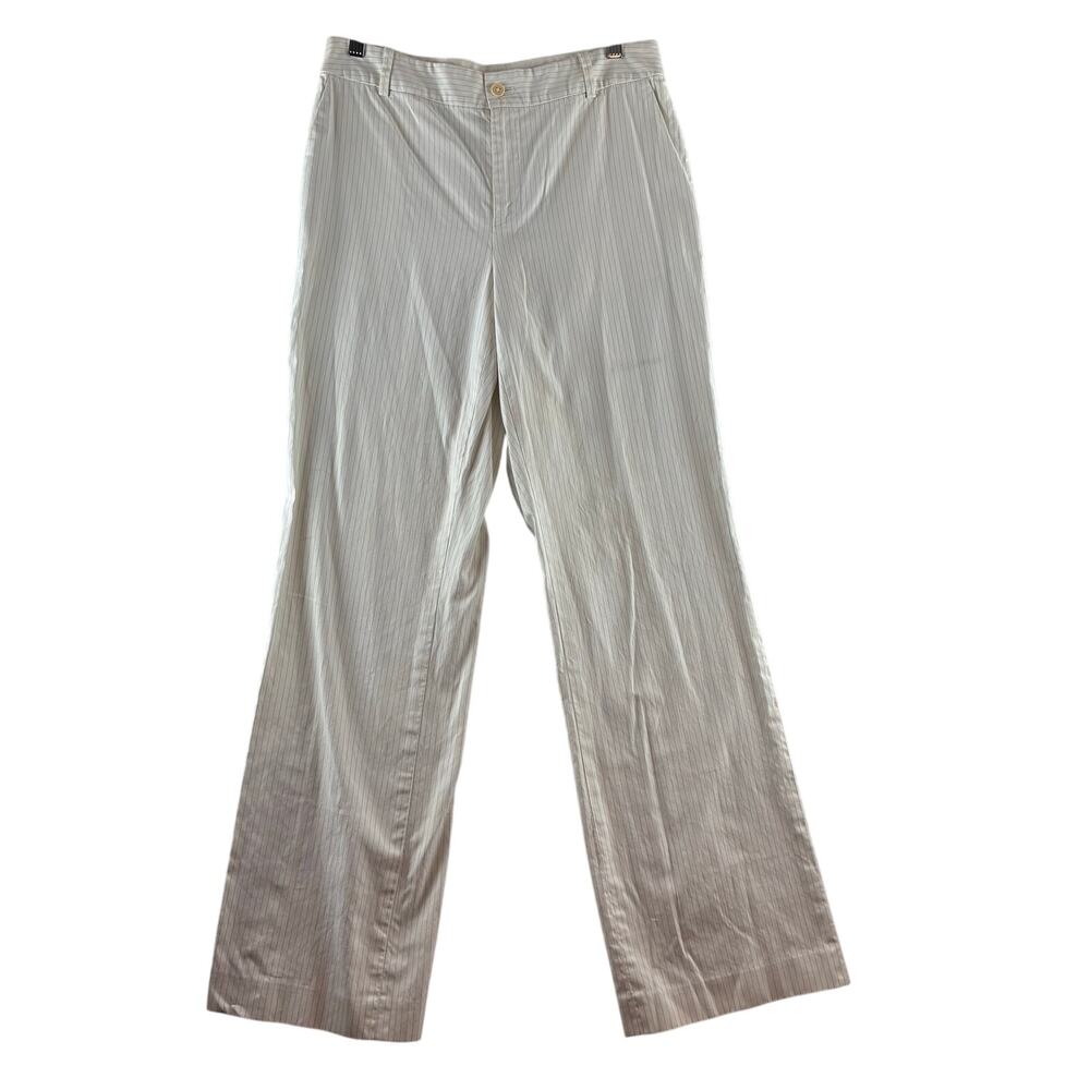 Lauren Ralph Lauren Cotton Pinstripe Pants Ivory Hong Kong Womens 8 Straight Leg